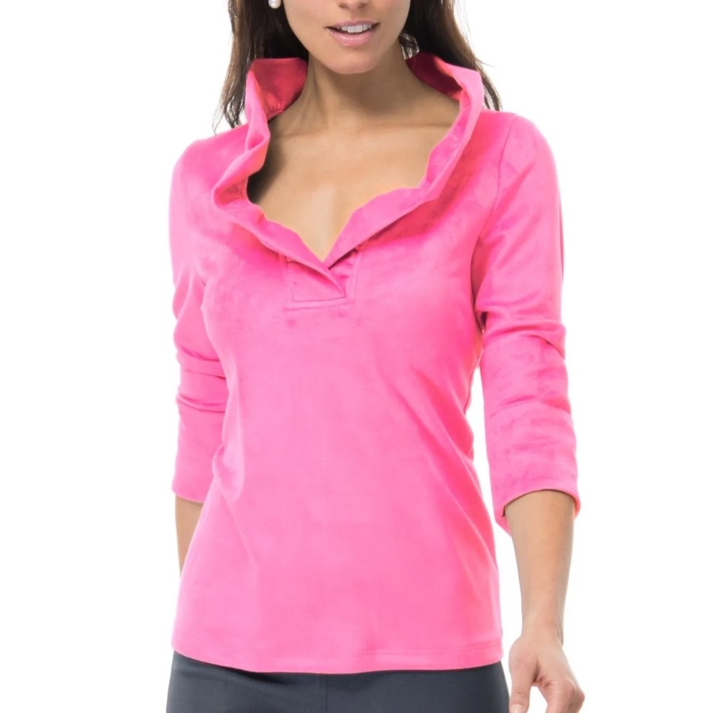 Gretchen Scott ruffleneck top NWT
